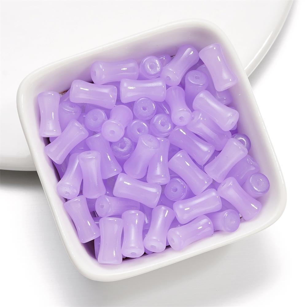 30Pcs 6.5x11.5mm Imitation Jade Bamboo Joint Charm Glass Loose Beads for DIY Handmade Jewelry Bracelet Necklace Making Supplies