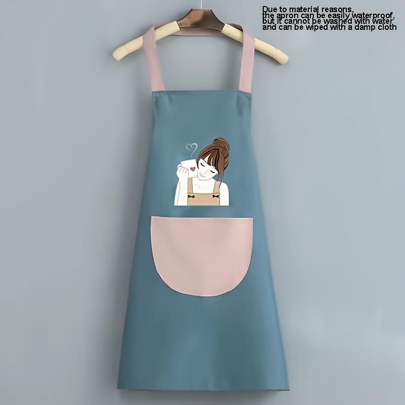 1pc Adorable PVC Apron, Durable Kitchen Wear with Pocket for Cooking Tools, Ideal for Restaurants and Food Trucks, Cute Apron