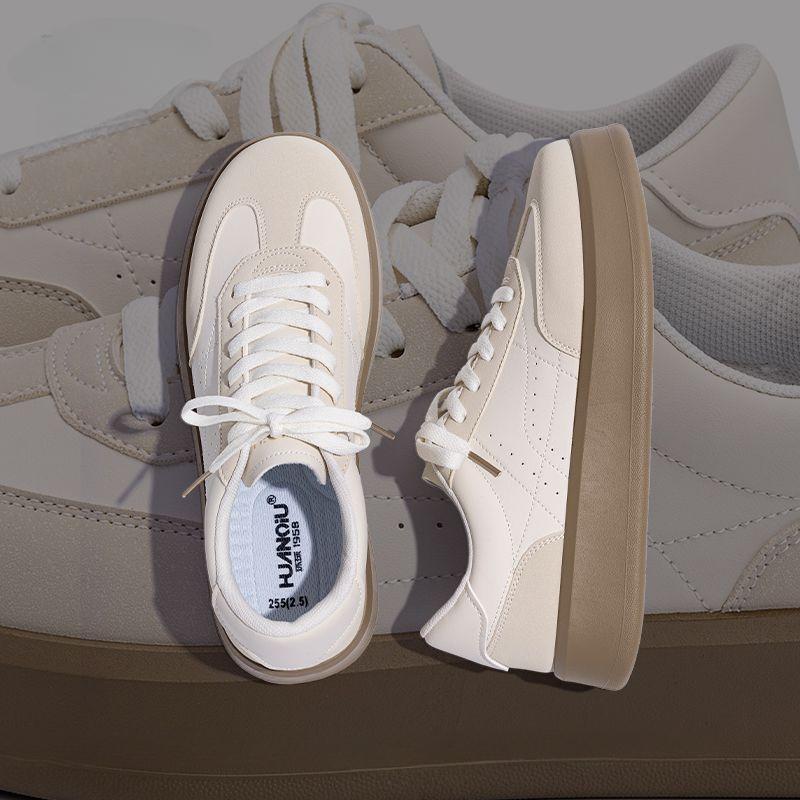 

Белые туфли на платформе 2024 года. Новая универсальная, легкая и удобная повседневная обувь 44 бежевый