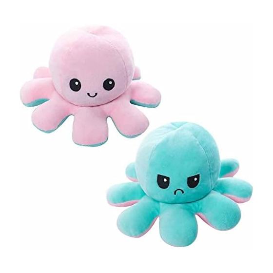 Stuffed Octopus, Reversible Octopus Doll, Upside Down Octopus Stuffed Toy, Double-Sided Flip Doll, Present, Gift Toy, 20cm, Fluffy Stuffed Toy, Angry