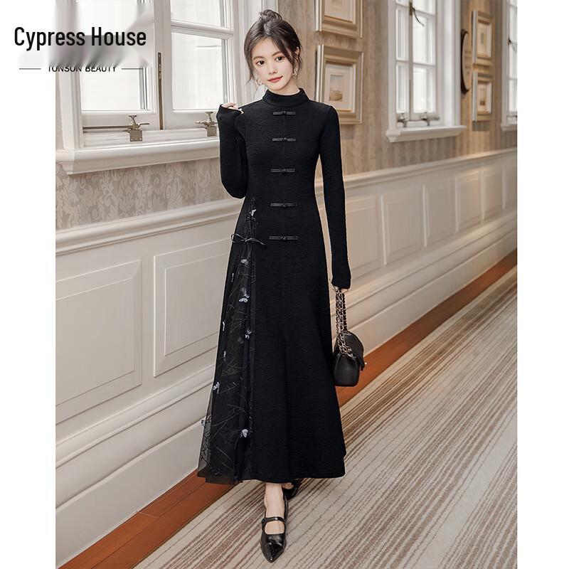 

Женское длинное платье А-силуэта в новом китайском стиле с воротником-стойкой Sibaishe M