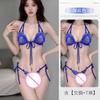 M-3XL Large Size Women Lingerie Set 2pcs Sexy Bandage Mesh Bra Open Crotch Thong Pajama Sets Perspective Porn Bikini Sleepwear