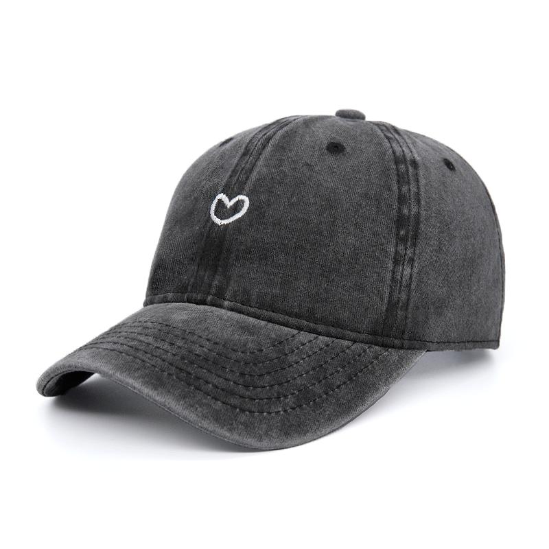 

Heart Embroider Washed Cotton Baseball Caps WoUnisex Unisex Solid Color Snapback Hat Summer Sunshine Trucker Gorras FeUnisex Peaked Hats Adjustable