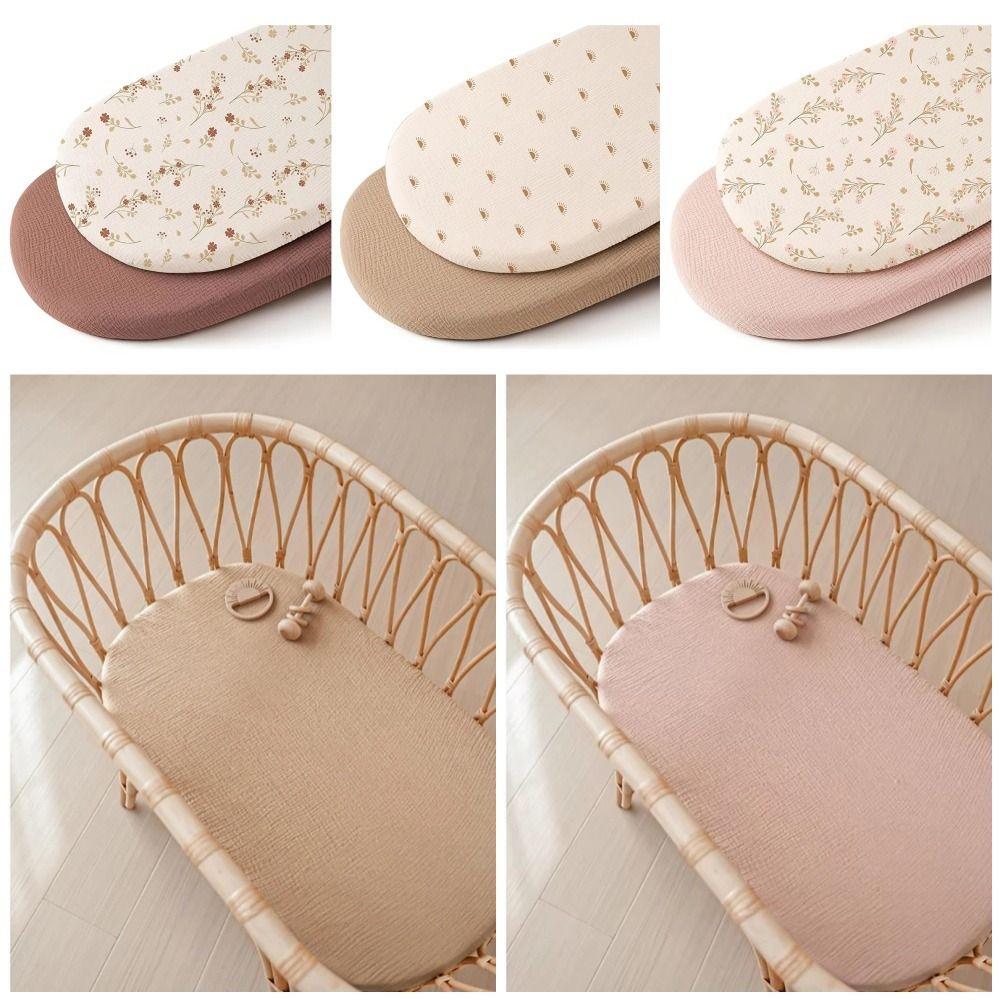 2Pcs/Set Solid Baby Fitted Sheet Printed Cradles Mattress Cover Durable Crib Fitted Sheets