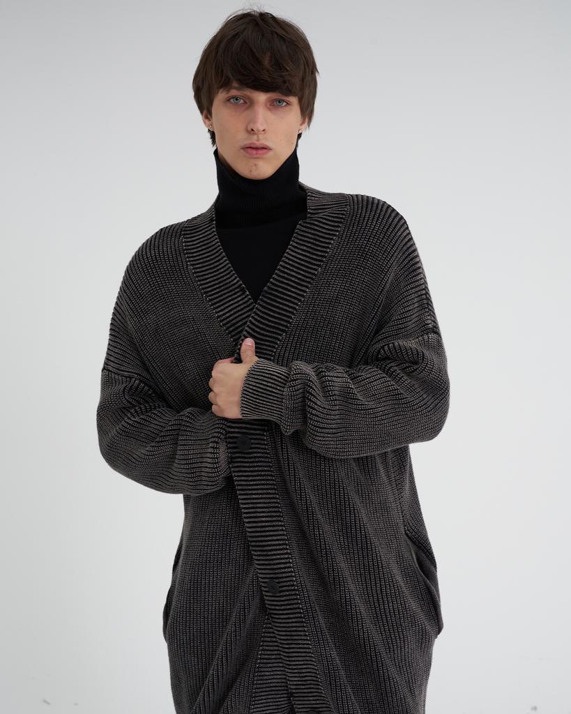 TENER Tnr Oversized Long Cardigan Dirty Black