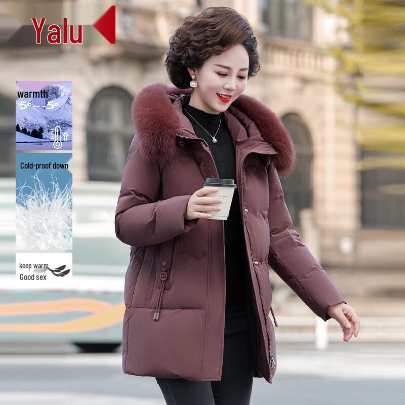 

Yalu Women s 90% White Duck Down Jacket with Fox Fur Collar 4XL