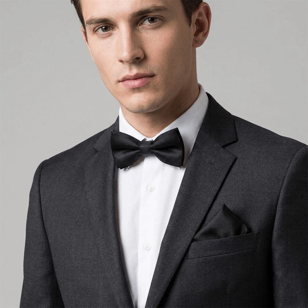 Polyester Pocket Square Set Collar Wedding Accessory Set Corsage Set Bow Tie Set Banquet