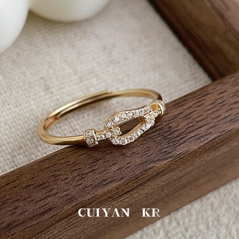 Кольцо Cui Yan из стерлингового серебра S925, корейское, с полным бриллиантовым подковообразным замком, для указательного пальца, женское
