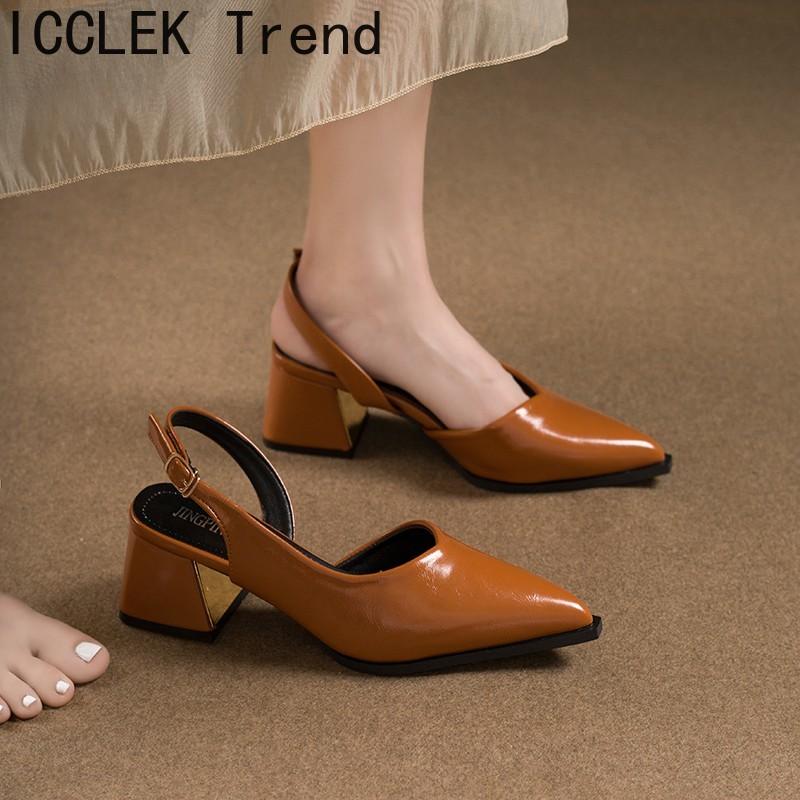 Retro Style Summer Thick Heel Women Sandals Fashion Ladies Outdoor Singbacks Party Dress Women's Footwear