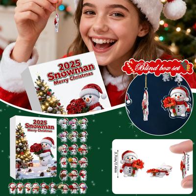 Christmas Advent Calendar, 24 Day Advent Calendar, Includes Snowmen And Santa Hats, Multi-functional Christmas Ornaments, 2D Hanging Gift.