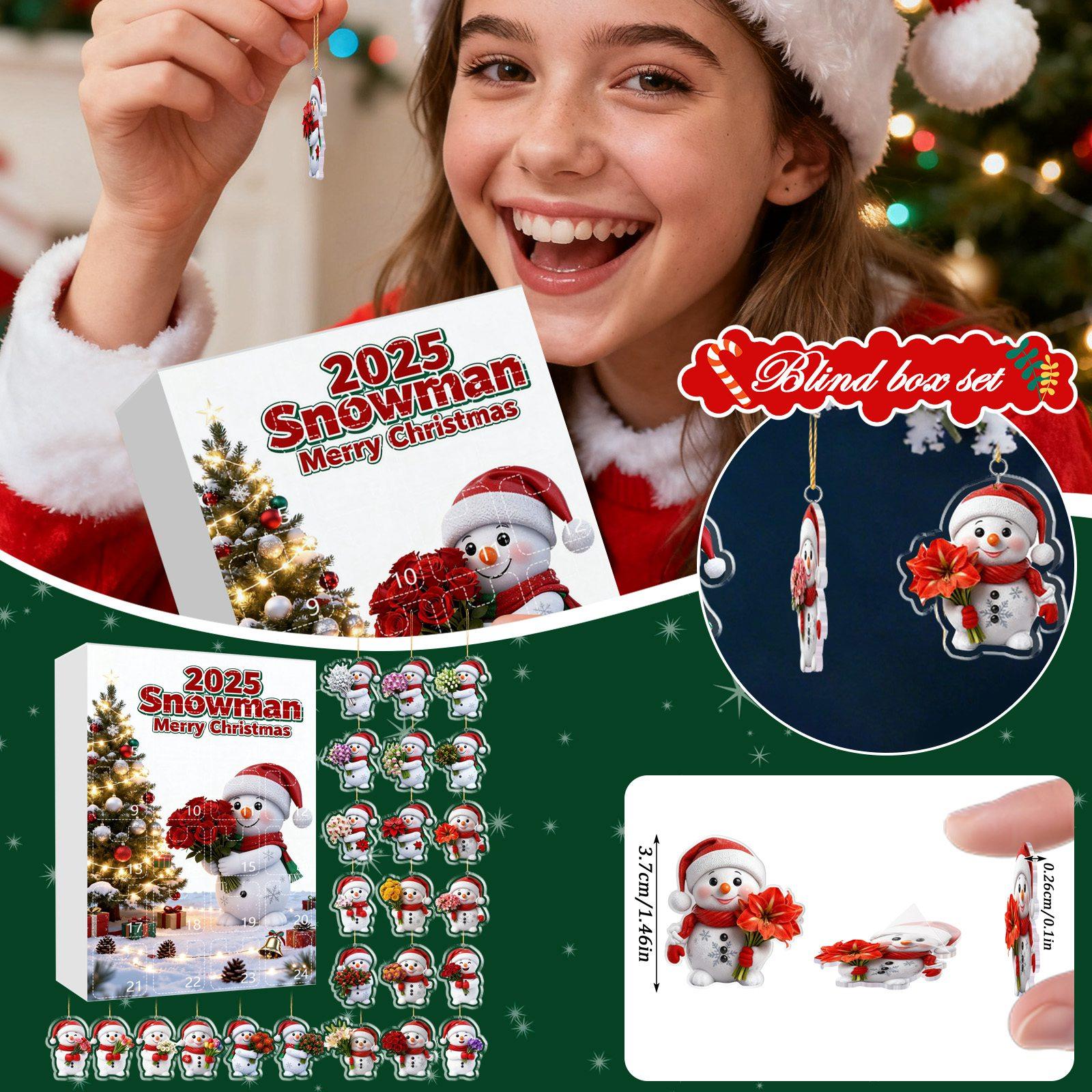 

Рождественский адвент-календарь, 24-дневный адвент-календарь, включает снеговиков и шапки Санты, многофункциональные рождественские украшения, 2D подвесной подарок. One Size