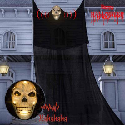 Halloween Hanging Decorations, Scary Hanging Motion Voice Activated With Creepy Sound & Glowing Mask Flying For Haunted House, Yard Home Part