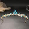 Rhinestone Leaf-Shaped Princess Crown Shiny Girls Birthday Hair Headpiece for Wedding Pageant Party Cosplay