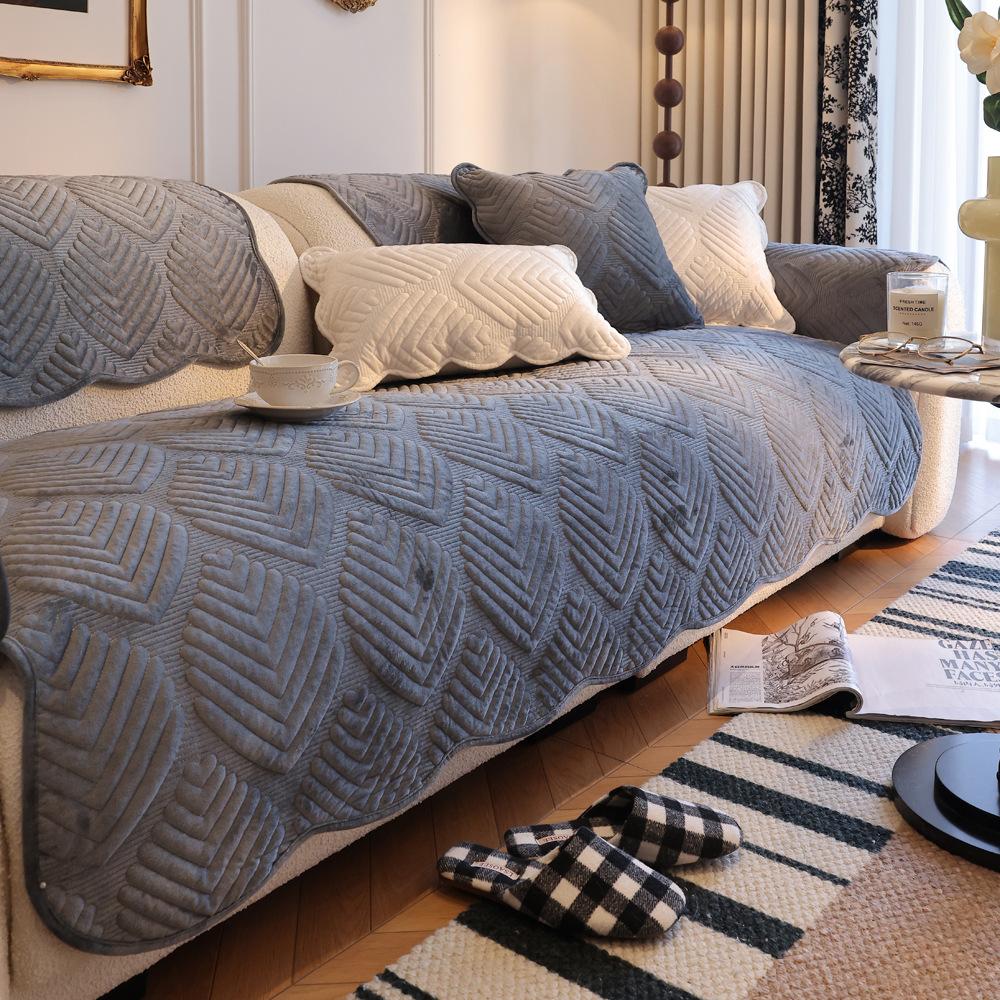 Cross-Border New Milk Fleece Quilted Sofa Cushion Plush Autumn And Winter Sofa Cover Sofa Towel Cover Cloth Seat Cushion