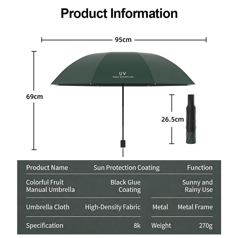 Portable Manual Pocket Rain Umbrella UV Protection UPF50+ Travel Umbrella Mini Folding Sun Umbrella Summer