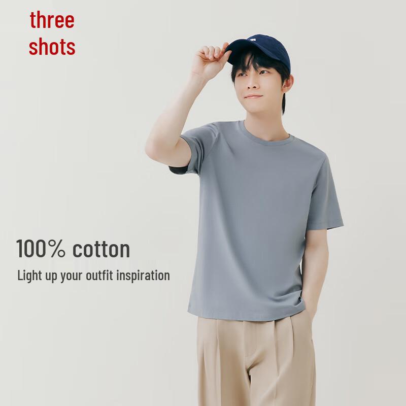 Sankiang Men's Pure Cotton Round Neck Short Sleeve T-Shirt