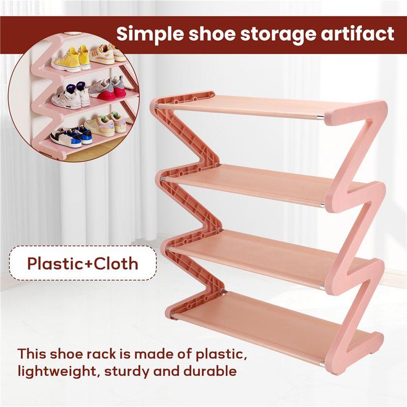 Aug. Simple Household Shoe Storage Artifact Z-Shaped Shoe Rack, Cute Shoe Rack Multi-Layer Assembly Shoe Rack