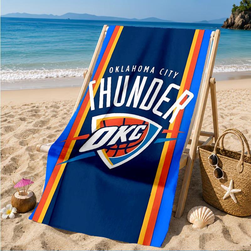 Thunder Basketball Team Beach Towel, Microfiber Beach Towel, Perfect For Pool, Beach, Travel, Home Decor Beach Party Fan gifts