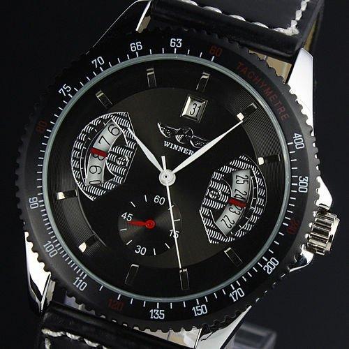 Fashion Winner Sport Style Leather Strap Automatic Watch Date Display Mens Watches Top Brand Luxury Montre Homme Relogio Male