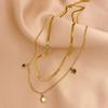 Ladies Titanium Two Layer Stars Pendant Necklace Jewelry