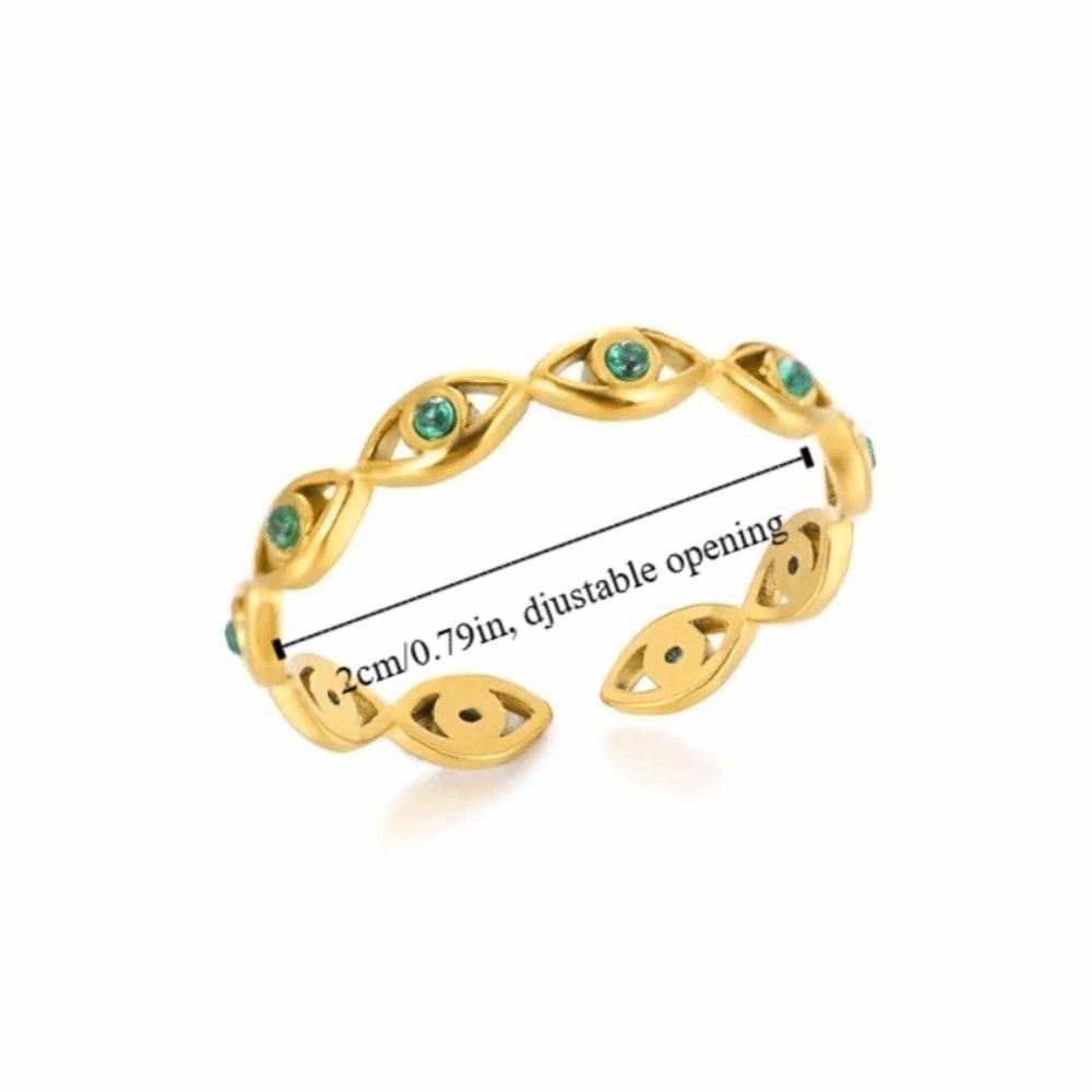Exquisite Eyes Ring Adjustable Crystal Ring Cool Demon Eye Finger Ring  Overlay