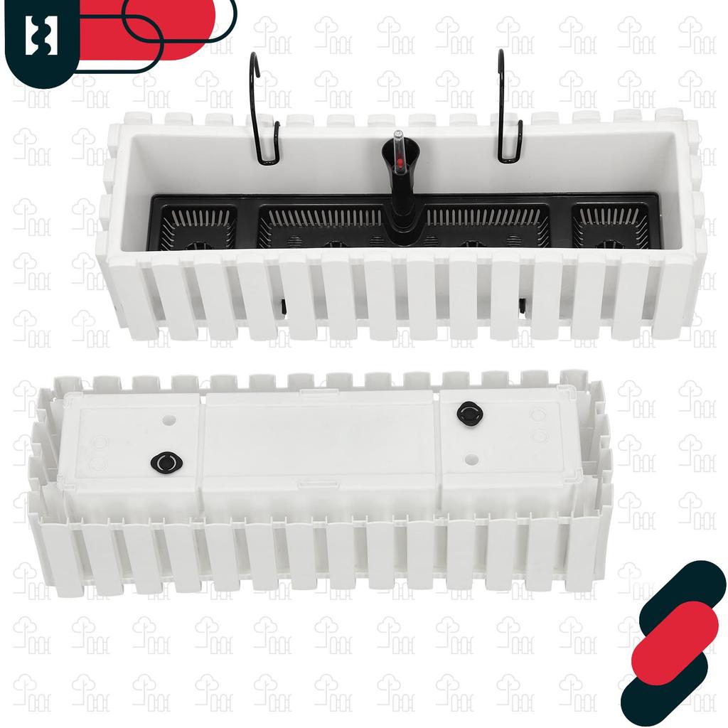 Flowerpot Balcony Terrace Box With Hooks Irrigation System White 60Cm