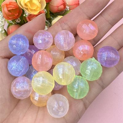 10Pcs 15.7mm Round Fluorescent Fine Sparkling For Bracelet Earring Making Loose Beads DIY Jewelry Accessories Acrylic
