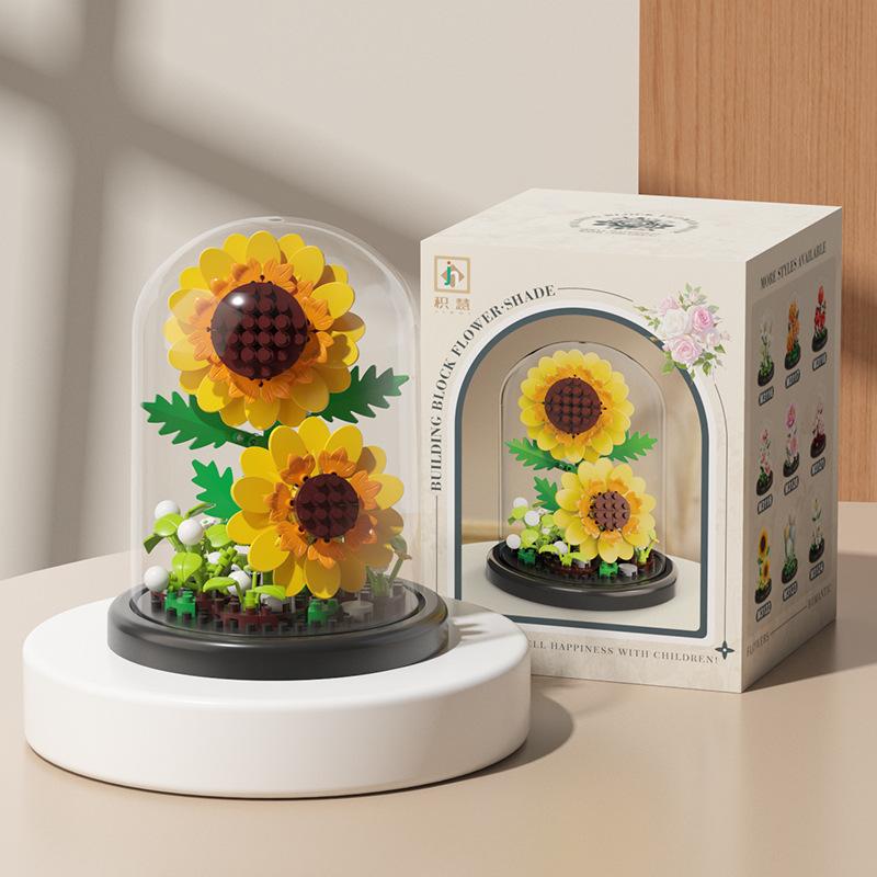 Plastic Plant Bonsai Building Blocks with Dust Cover Desktop Ornaments  Home Decoration