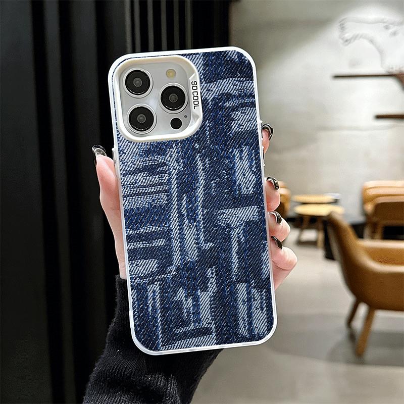 Retro Denim Pattern Soft Phone Case for iPhone 15 16 17 Pro Max 17Air 16E 14 Plus 13 12 Mini Shockproof Cover Back Shell