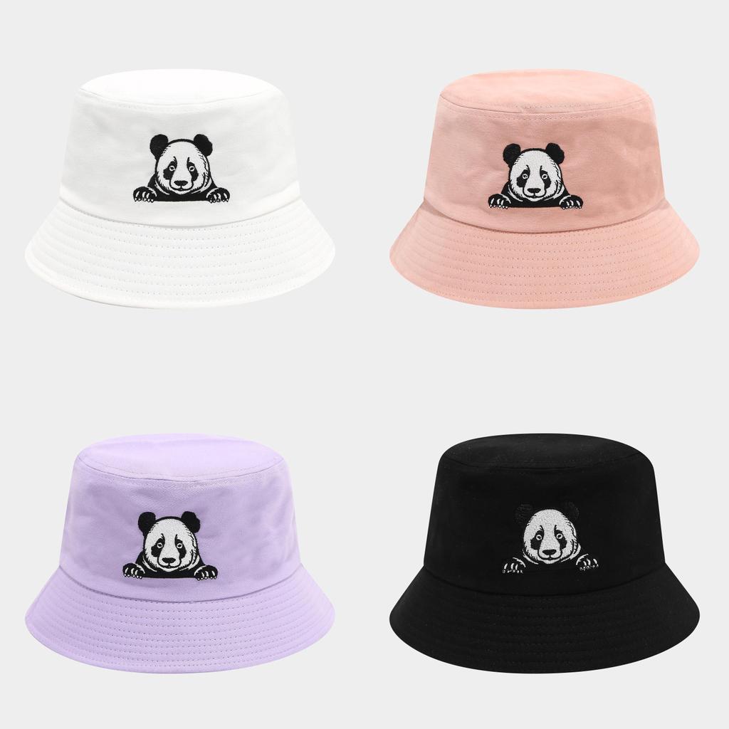 Panda Embroidered Fisherman Hat For Women Summer Sun Protection Casual Style