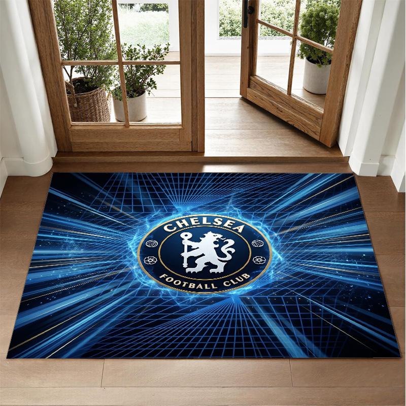 Chelsea FC Design Crystal Velvet Rug Soft Decorative Mat for Bedroom Entrance