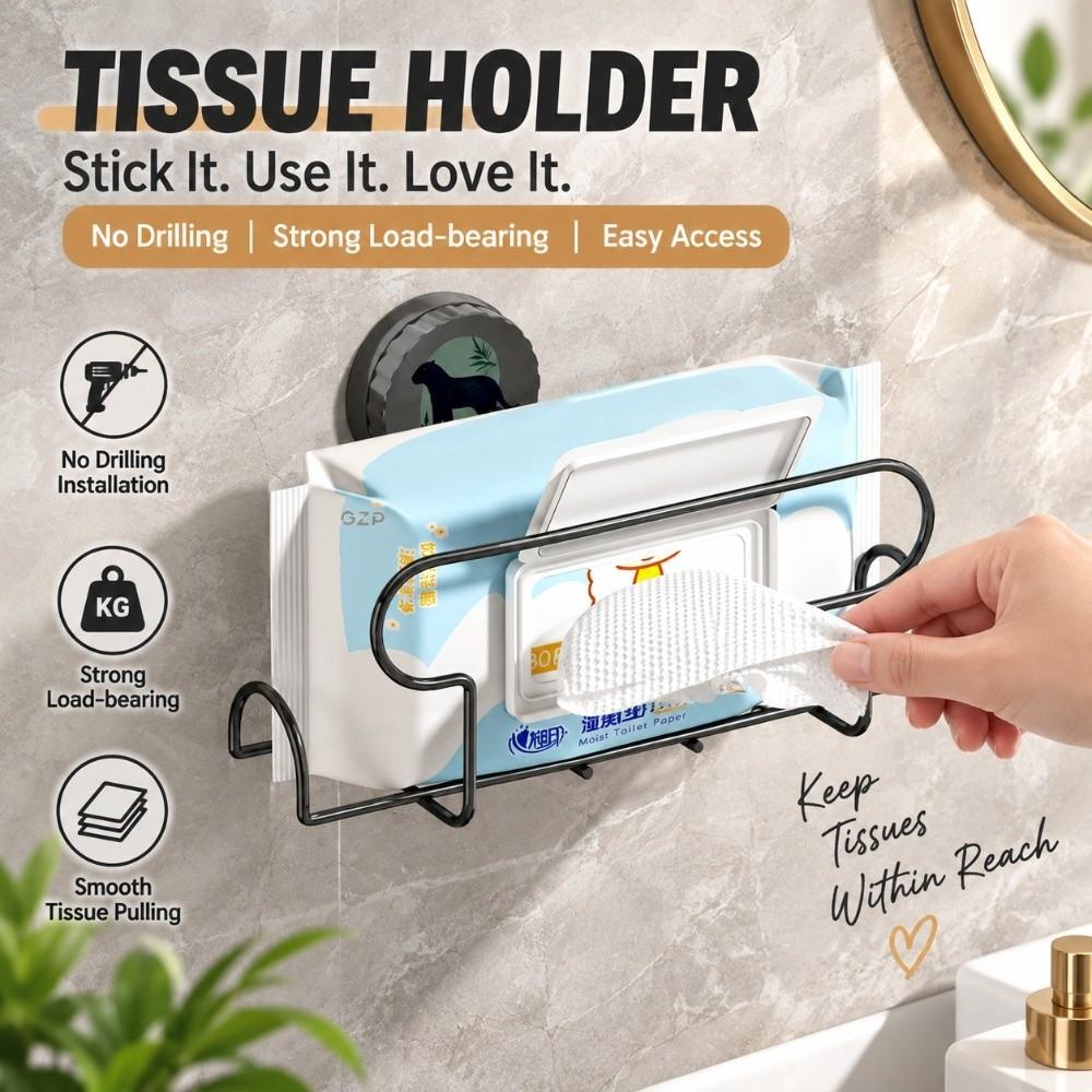 Rust Resistant Paper Holder No Drill Installation Wet Wipe Storage Rack Kitchen Bathroom