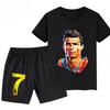Summer Ronaldo Printed Children's Set Short-sleeved Shorts Suit Sports Kid T-shirt 2-piece Set Street Fashion Boys Baby Clothing