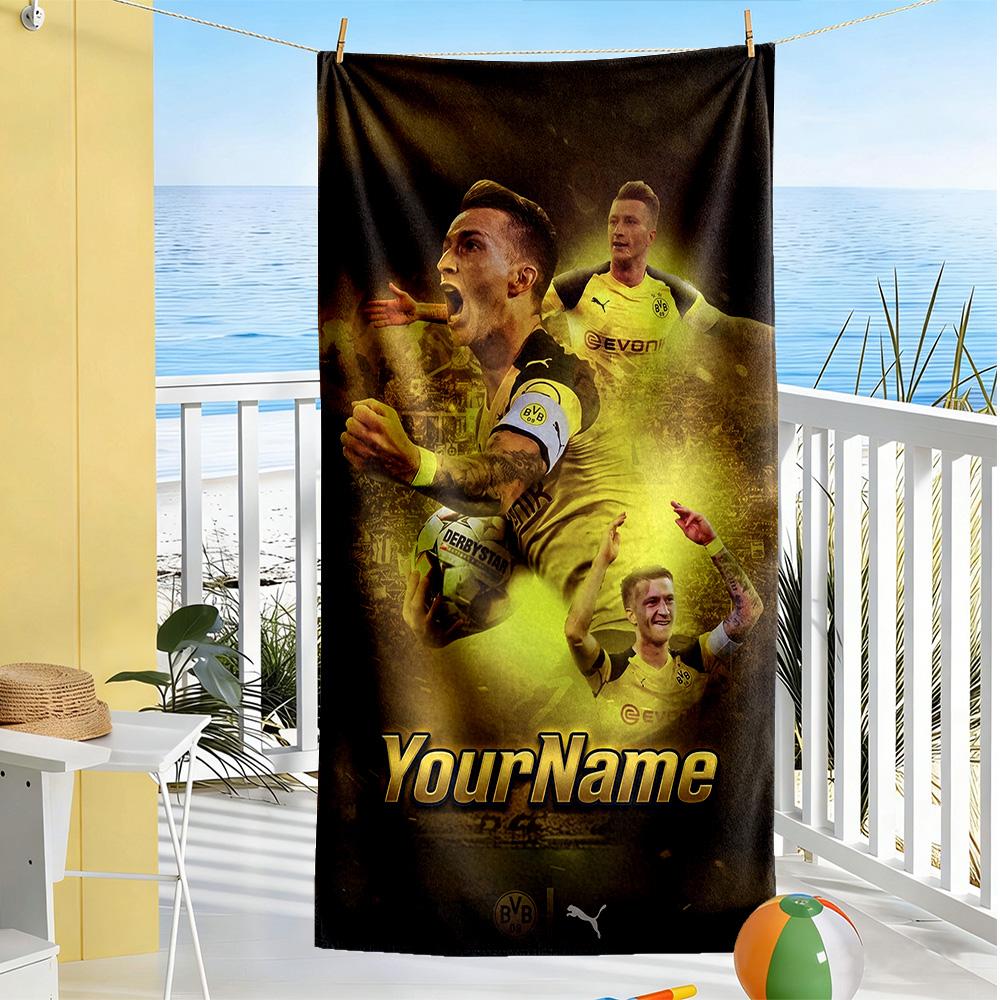 Borussia Dortmund Customized Name Beach Towel Soft Durable Quick-Dry Suitable for Sports Travel Swimming Yoga Bathroom Beach And Pool