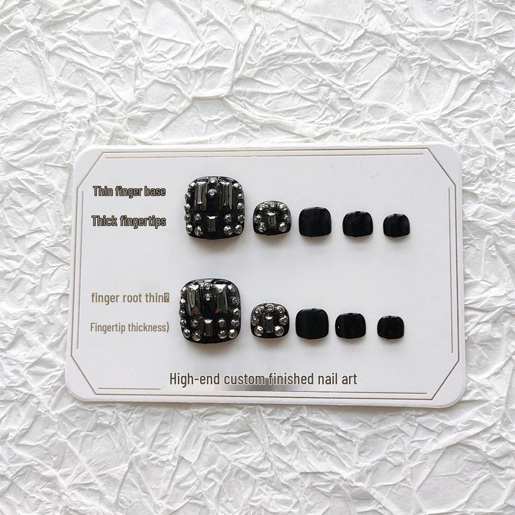 J36 Black Diamond Flash Toenail Manicure Set - Cool, Whitening Phototherapy Fake Toenail Patches