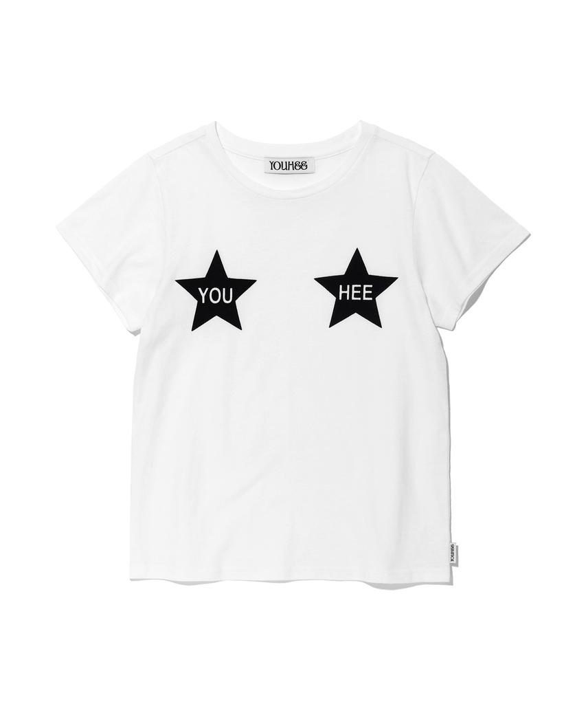 YOUHEE Youhee Double Star Graphic T-Shirt White