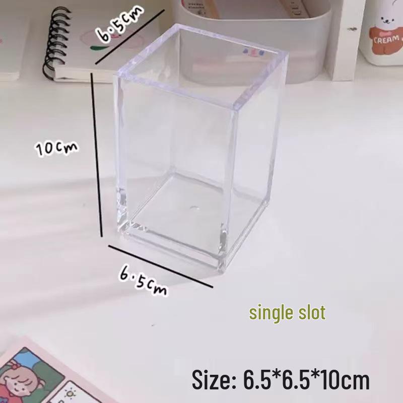 INS Style Transparent Acrylic Pen Holder - Simple Large Capacity Storage Box