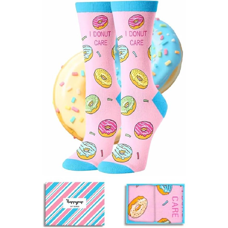 HAPPYPOP Funny Socks for Women - Donut Popcorn Sushi Gifts, Taco Pizza Pickle Socks Medium