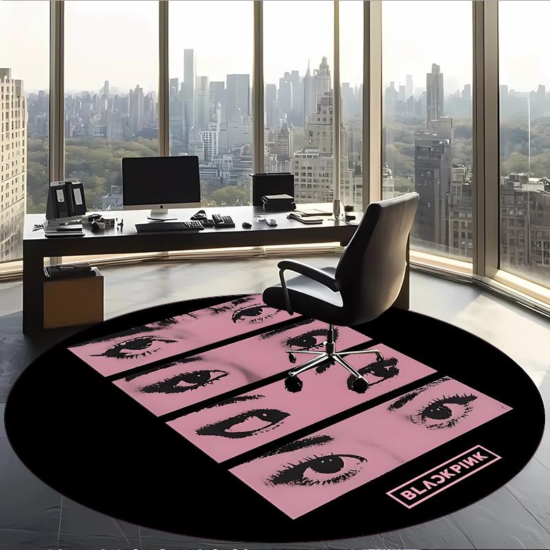 Schwarzrosa (1) Runder Büroteppich Dekorativer Bodenteppich für Büro Schlafzimmer Wohnzimmer und Wohnbereich