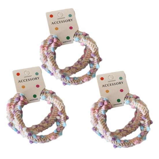 6Pcs Hair Ties Soft Woolen Woven Elastic Hair Bands Braided Design Ponytail Bun фиолетовый