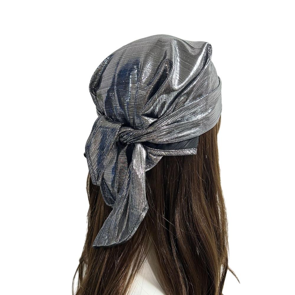 Retro Metallic Shiny Head Scarf Blingbling Style Punk Head Scarf Triangle Head Scarf  For Women