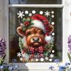 Self Adhesive Kitchen Wall Art Christmas Window Clings, Cute Highland Cow Sticker with Santa Hat, Winter Moisture Proof Decor for Double-Side