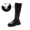 Leather Knight Boots Women's 2025 Autumn New Thick-soled Heightening Boots Casual Versatile Boots Fashion Women's Boots Trend