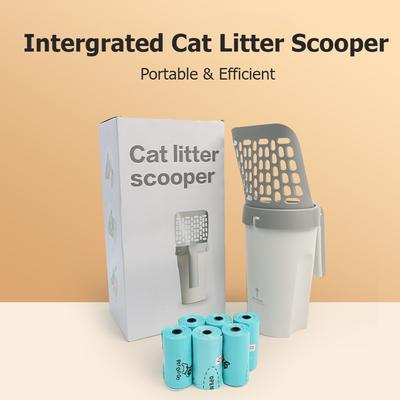 Pá para Areia de Gato Doméstica Integrada Pá para Fezes de Gato com Saco de Lixo Grande Capacidade Plástico Pá para Fezes de Gato Ferramenta de Limpeza para Pets