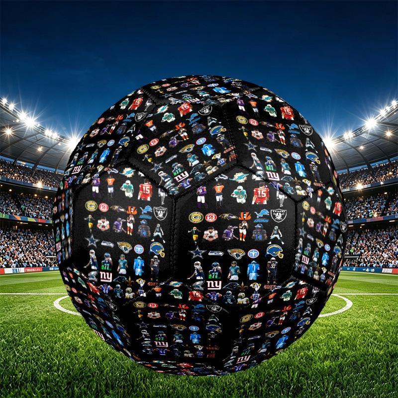 NFL Print Size 5 Soccer Ball, PU Wear Resistant Football for Match Training and Daily Practice, Birthday Gift for Soccer Fans