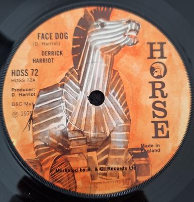 7inch Record DERRICK HARRIOTT - Face Dog HOSS72 Horse 1975 UK Reggae, Ska & Dub Used