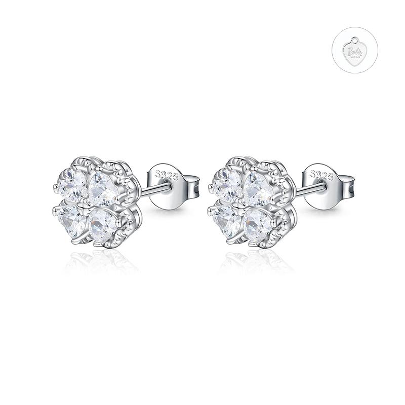 barbie Shining Four-leaf Clover, High-end Temperament, Niche Design and Versatile, 925 Silver Zircon Earrings, Women's Style ZJYES-SY-006