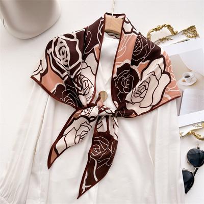 Foreign Trade Flower Herringbone Velvet Printing Triangle Scarf Shawl Outer Scarf Headscarf Fashionable Versatile Autumn And Winter Scarf