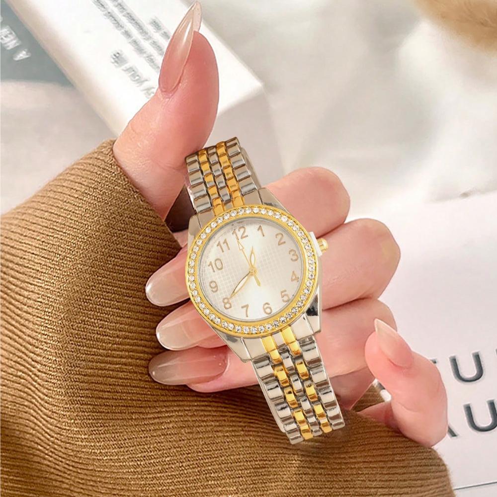 Super Horký Prodej Luxusní Dámské Hodinky Quartz Zlatá Nerezová Ocel Malý Ciferník Římská Číslice Zlatý Přívěsek Šaty Módní Hodinky