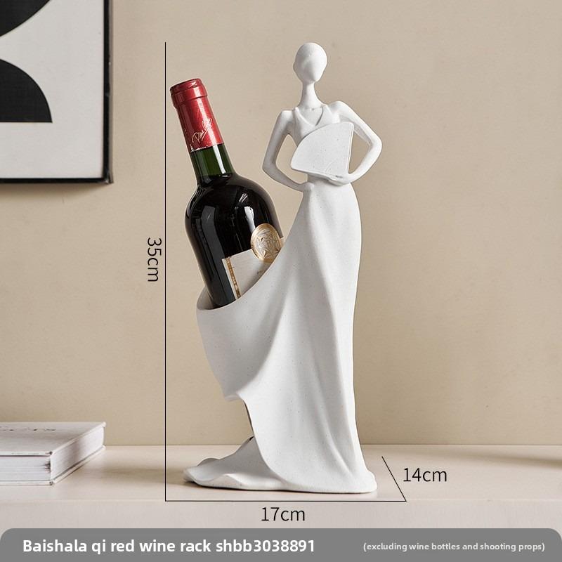 

Creative Elegant Lady Resin Figurine Sculpture Modern Art Wine Rack Storage White Girl Figurine Craft Wine Rack Home Decor Gift